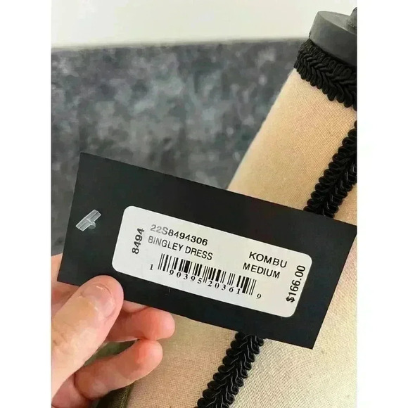 SOLD NWT Bryn Walker Bingley Shift Linen Dress Size M Olive Green Half Sleeve - Picture 6 of 13